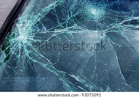 Damage on car, broken glass texture