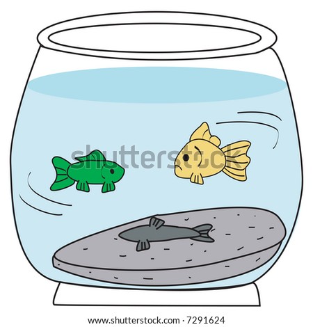 dead goldfish cartoon. stock vector : fish swimming