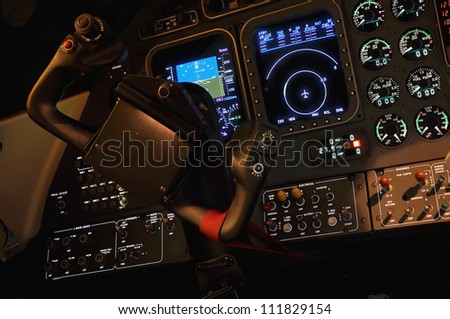Lit iluminated pilot cabine dashboard cockpit