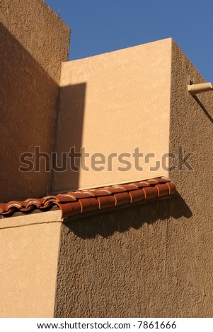 Roof and wall of a desert house in Tucson, Arizona