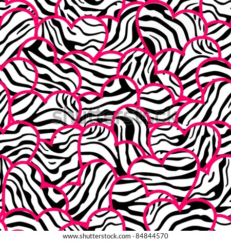 Zebra Background on Zebra Print Hearts   Seamless Abstract Background Stock Vector