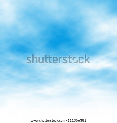 Editable Vector Illustration Of Light Clouds In A Blue Sky Made Using A Gradient Mesh