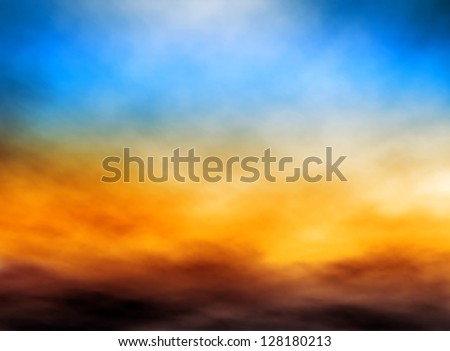 Editable vector illustration of bank of clouds in a sunset sky made with a gradient mesh