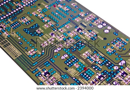 Close-up of a circuit board with clipping path