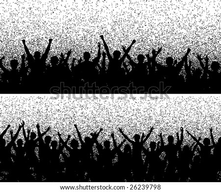 cheering crowd silhouette. vector crowd silhouettes