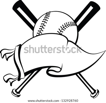 Baseball or Softball Pennant with Crossed Bats