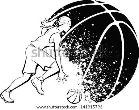 Girl Basketball with Grunge Ball