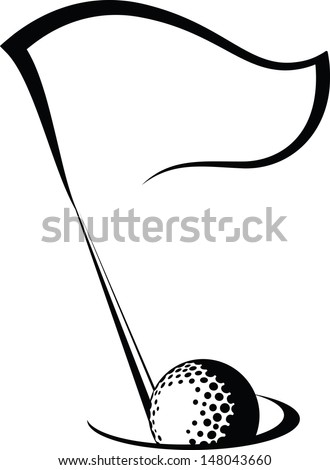 Golf Flag with Ball in Hole