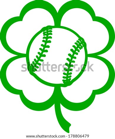 Baseball or Softball Four Leaf Clover