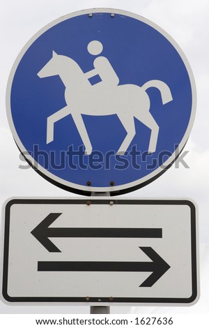 road sign on the territory of a  horse club (Moscow region, Russia)