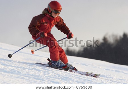 Mountain skiing school training