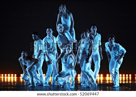 MOSCOW, RUSSIA - DECEMBER 11: Parsons Dance dancers carry out show during its Russia  tour. December 11, 2009 in Moscow, Russia.