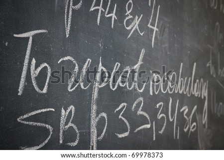 blackboard after english language lesson is finished