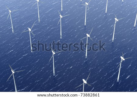Wind turbine in the water park for offshore energy