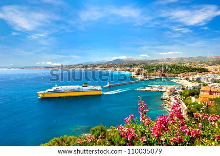 View of mediterranean resort, Nice, Cote d'Azur, France. french riviera