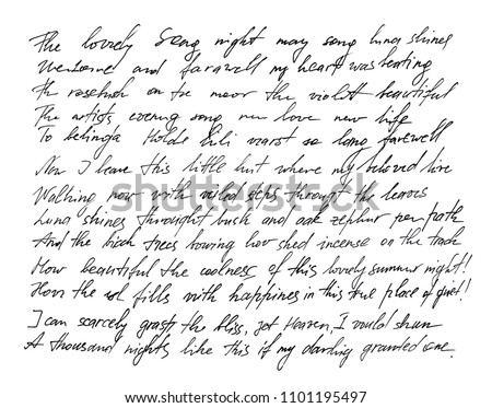 Handwritten letter. Handwriting. Calligraphy. Manuscript. Font. Undefined text with english words texture background