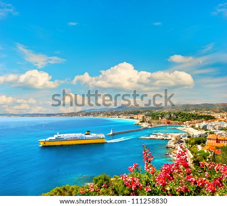 View Of Mediterranean Resort, Nice, Cote D\'Azur, France. French Riviera
