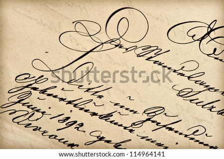 old letter with vintage handwriting. grunge background
