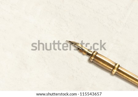 empty blank paper page with antique ink pen. vintage background