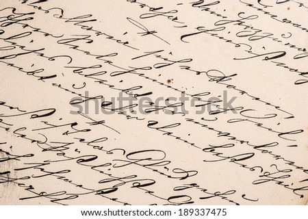 vintage handwriting with undefined text. handwritten text. manuscript. grunge paper background