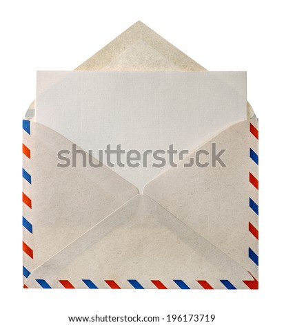 vintage air mail envelope letter isolated on white background