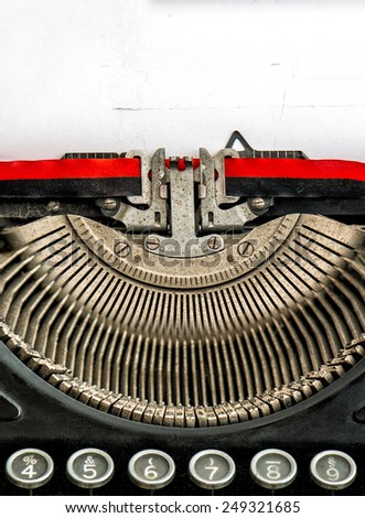 Closeup of old typewriter with space for your text