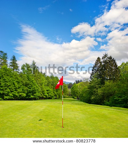 golf field over blue sky. european landscape