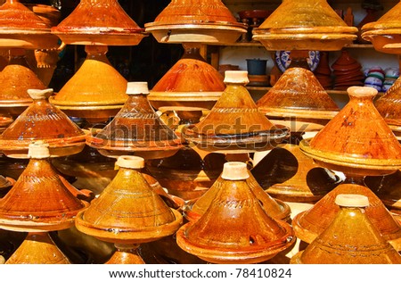 Moroccan ceramic cookware / tajines at the market