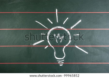 A light bulb sketched on a blackboard representing a new idea.