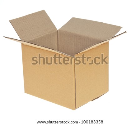Open Corrugated cardboard box isolated on white background