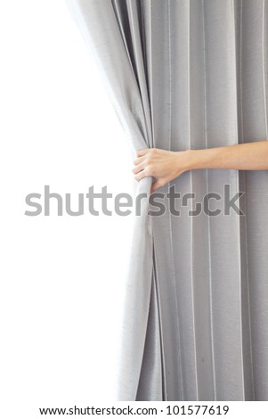 Opening The Curtain And Hand