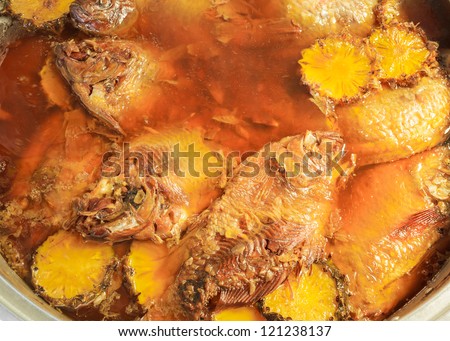 cyprinidae boiled with salt, thai food