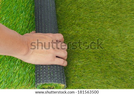 Artificial turf green grass roll replace with hand