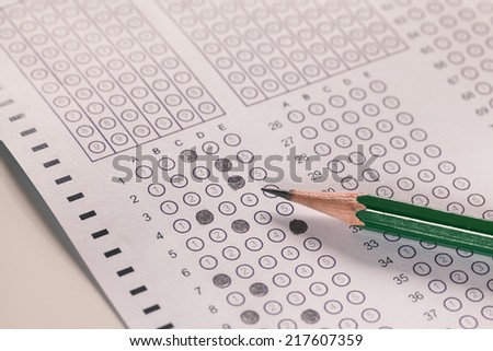 Exam carbon paper computer sheet and pencil
