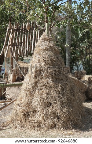 Pile of rice straw as triangle
