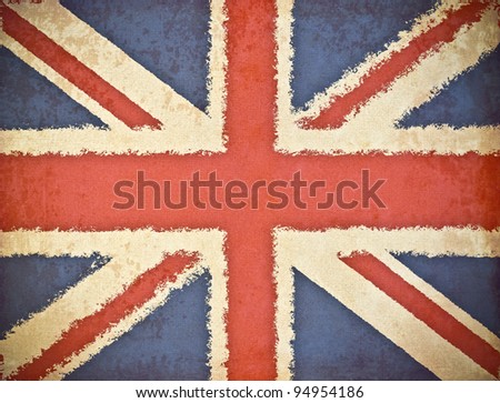 old grunge paper with UK flag background