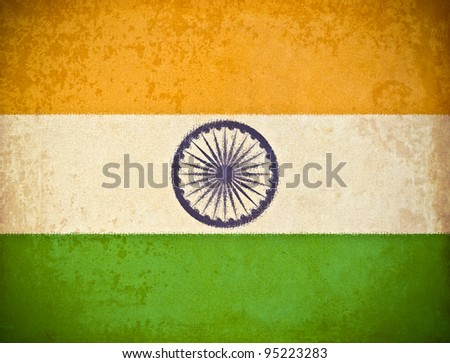 old grunge paper with India flag background