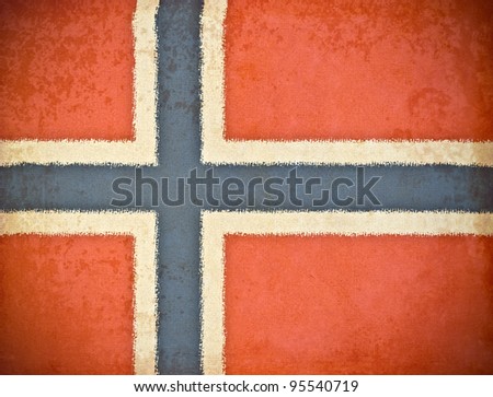 old grunge paper with Norway flag background