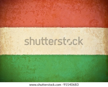 old grunge paper with Hungary flag background