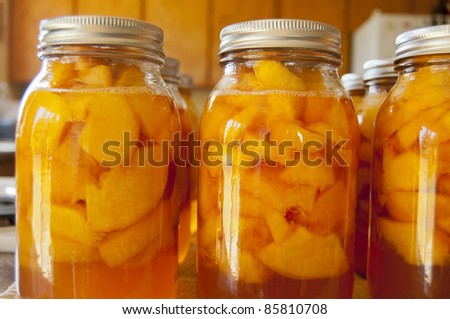 Quart jars of home canned peaches