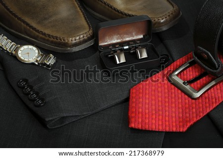 variety of formal men\'s clothing closeup