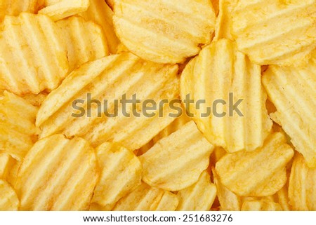 closeup of potato chips for background use, full frame
