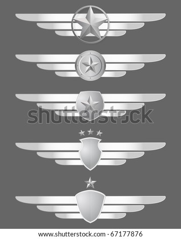 star shield and wings emblems