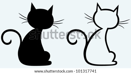 Black cat silhouette - stock vector