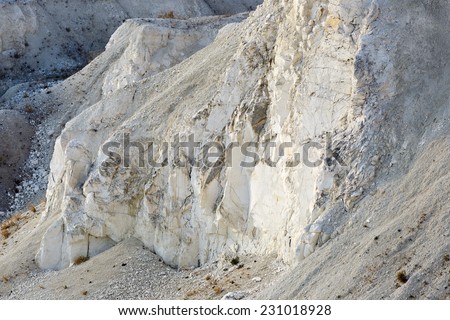 Mining and quarrying. Chalky mountains.