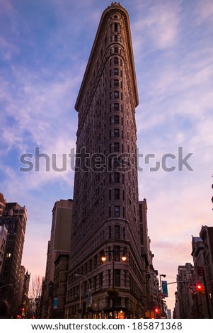 NEW YORK, NY, USA - MARCH 3: Flat Iron building, built in 1902 is of the first skyscrapers ever built, taken on March 3, 2012 in Manhattan in New York City, United States.
