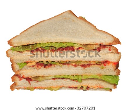 Layered sandwich isolated on white