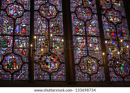 PARIS - FEBRUARY 3: The Sainte-Chapelle one of the most visited landmark in Paris, February 3, 2013. This 1246 inspired monument features 15 wonderful stain-glass windows in Paris.