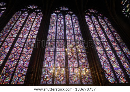PARIS - FEBRUARY 3: The Sainte-Chapelle one of the most visited landmark in Paris, February 3, 2013. This 1246 inspired monument features 15 wonderful stain-glass windows in Paris.