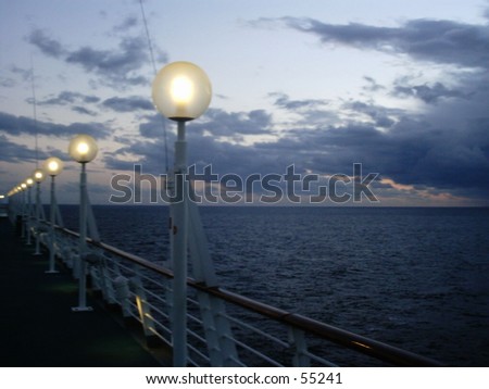 On deck at night in the ocean